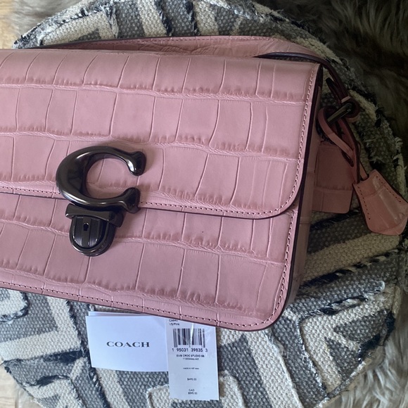 Coach pink embossed croc studio shoulder crossbody bag - Picture 2 of 13